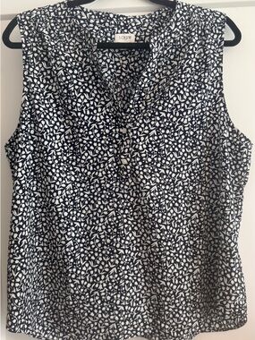 J. Crew Navy and White Sleeveless V-Neck Printed Camisole